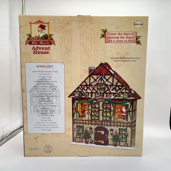 Old World Advent House Animated Lighted & Musical Christmas Holiday Working - Picture 2 of 7